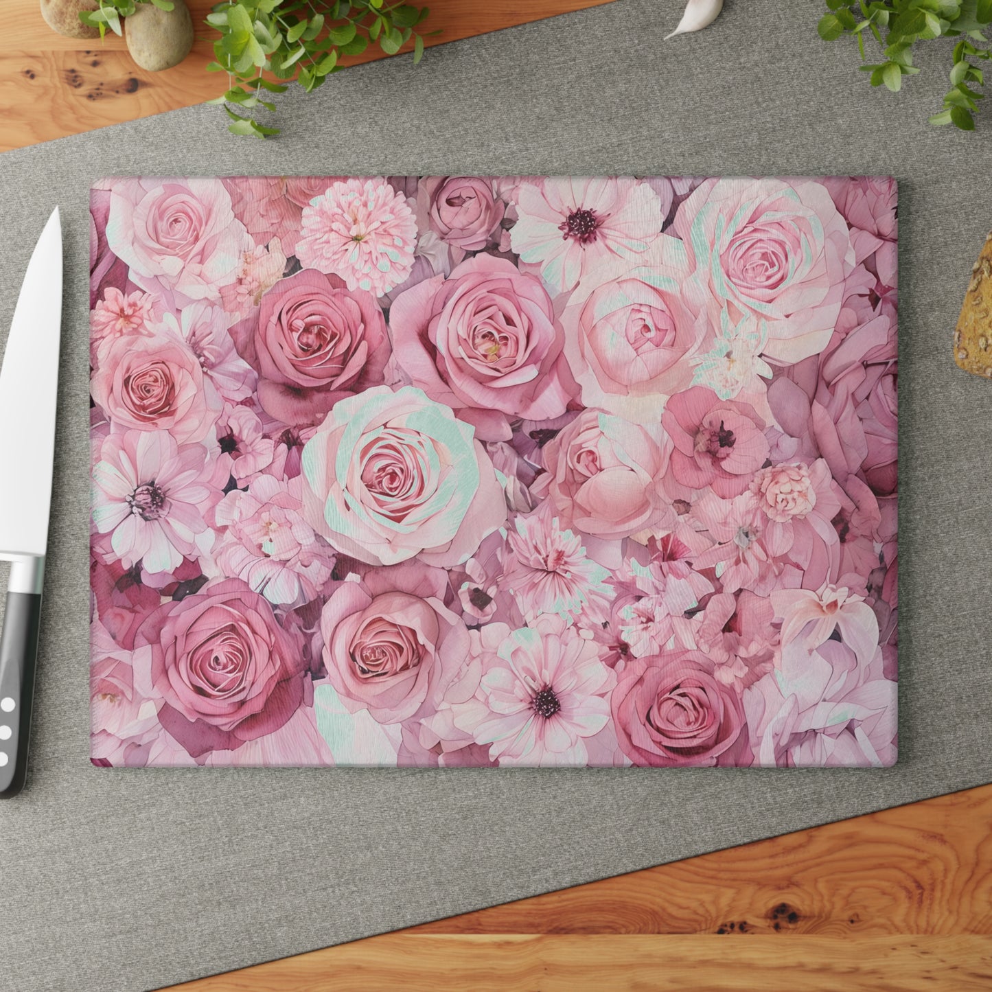 Floral Glass Cutting Board