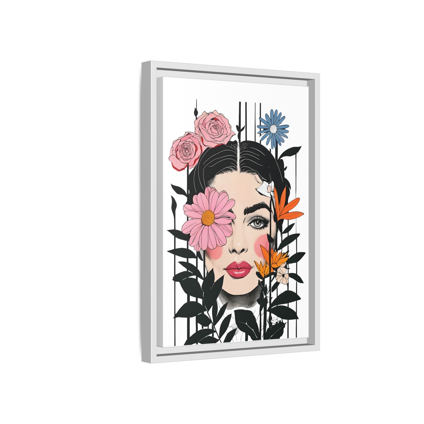 Woman with Multi Colour Floral Wall Print