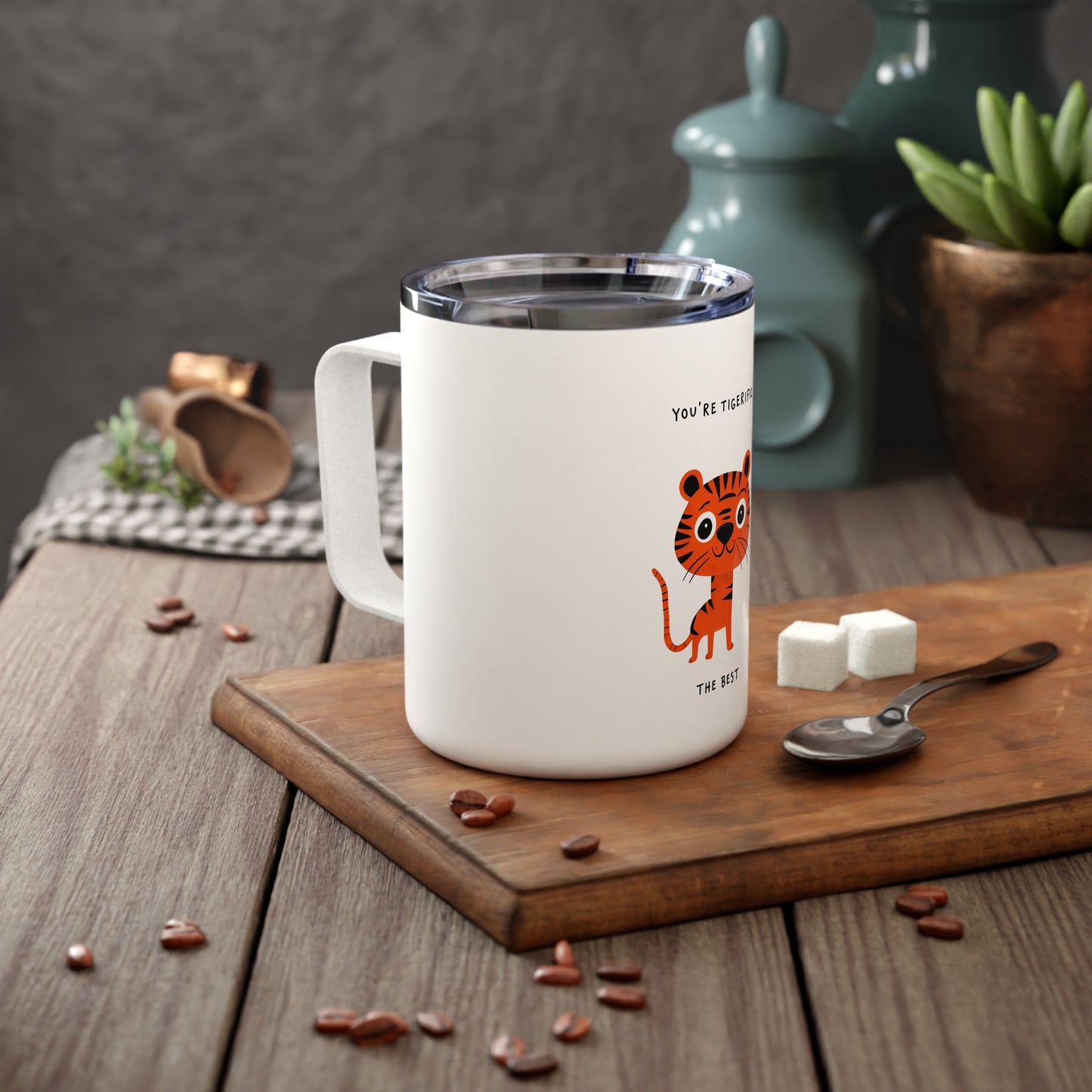 Cute Insulated Coffee Mug - "You're Tigerific" 10oz