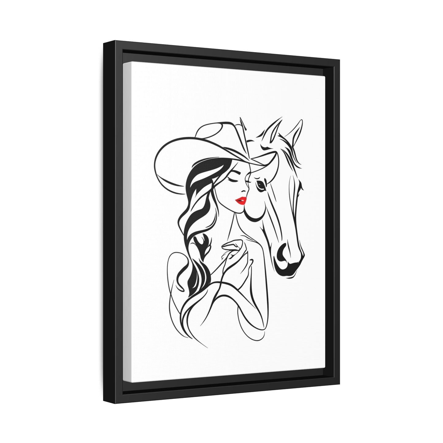 Stylish Cowgirl and Horse Frame Canvas Print