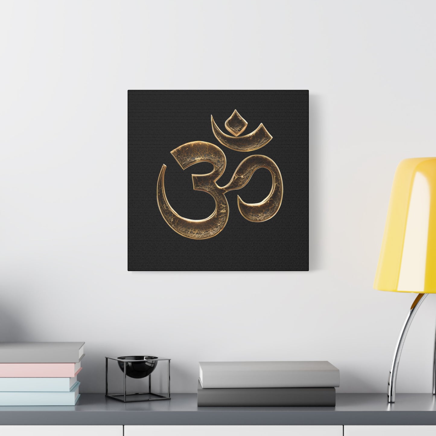 Golden OM Symbol Canvas Art, Spiritual Home Decor, Meditation Wall Art, Yoga Gift, Inspirational Artwork, Modern Design