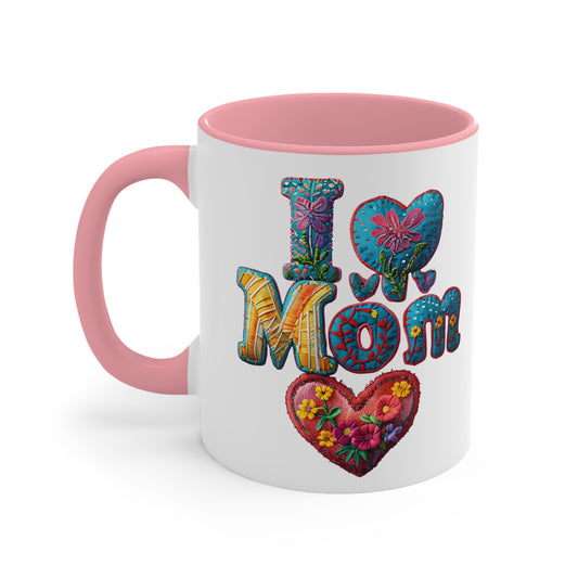I Love Mom Accent Mug