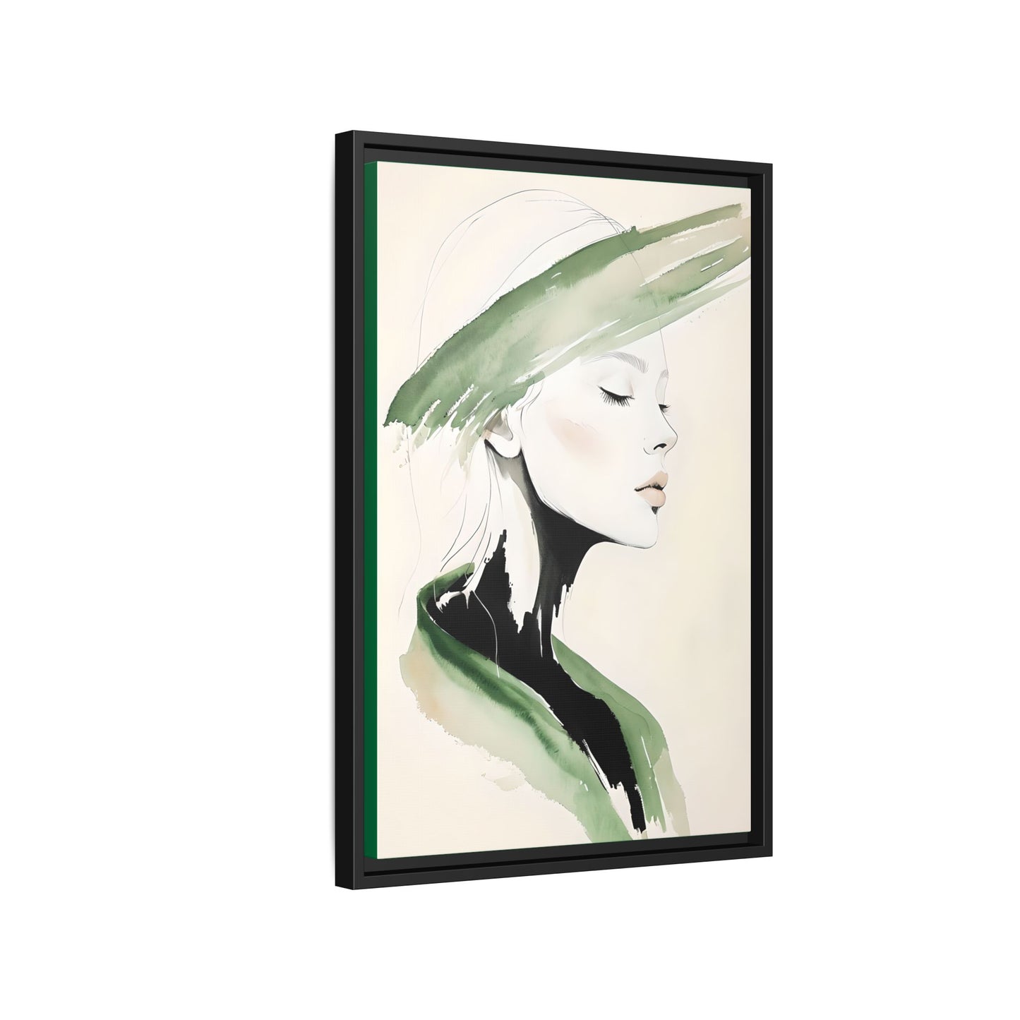 Serene Woman Portrait with Green Accents