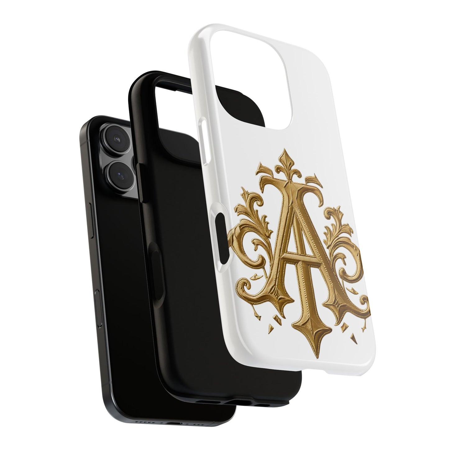 Elegant Phone Case with Floral Gold Monogram Design Print