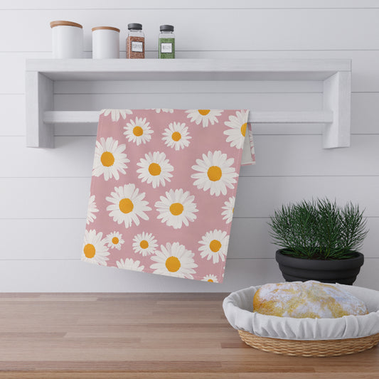 Floral Daisy Cotton Tea Towels - Charming Kitchen Décor for Spring and Summer