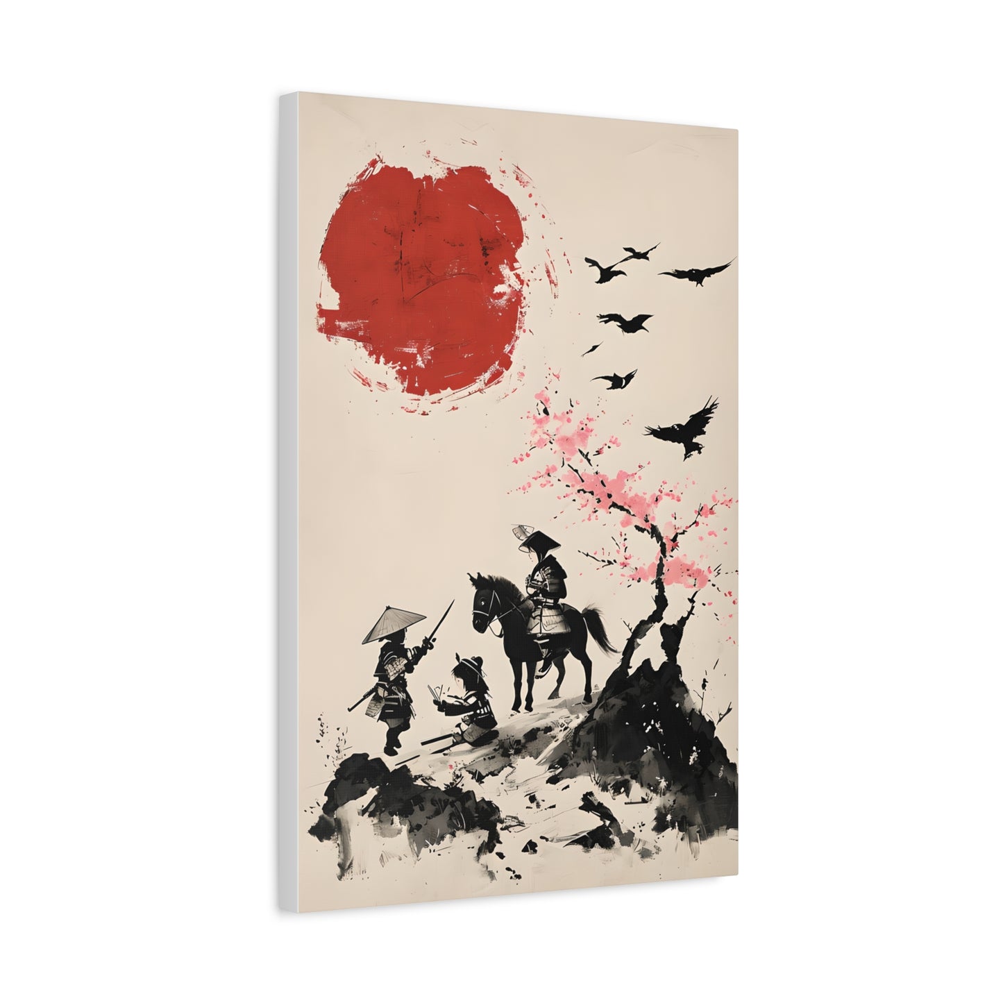 Children Playing Amid Cherry Blossom - Japanese Landscape, Stretched Artwork Print