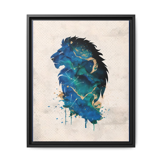 Majestic Lion Silhouette Watercolour in Framed Canvas Art