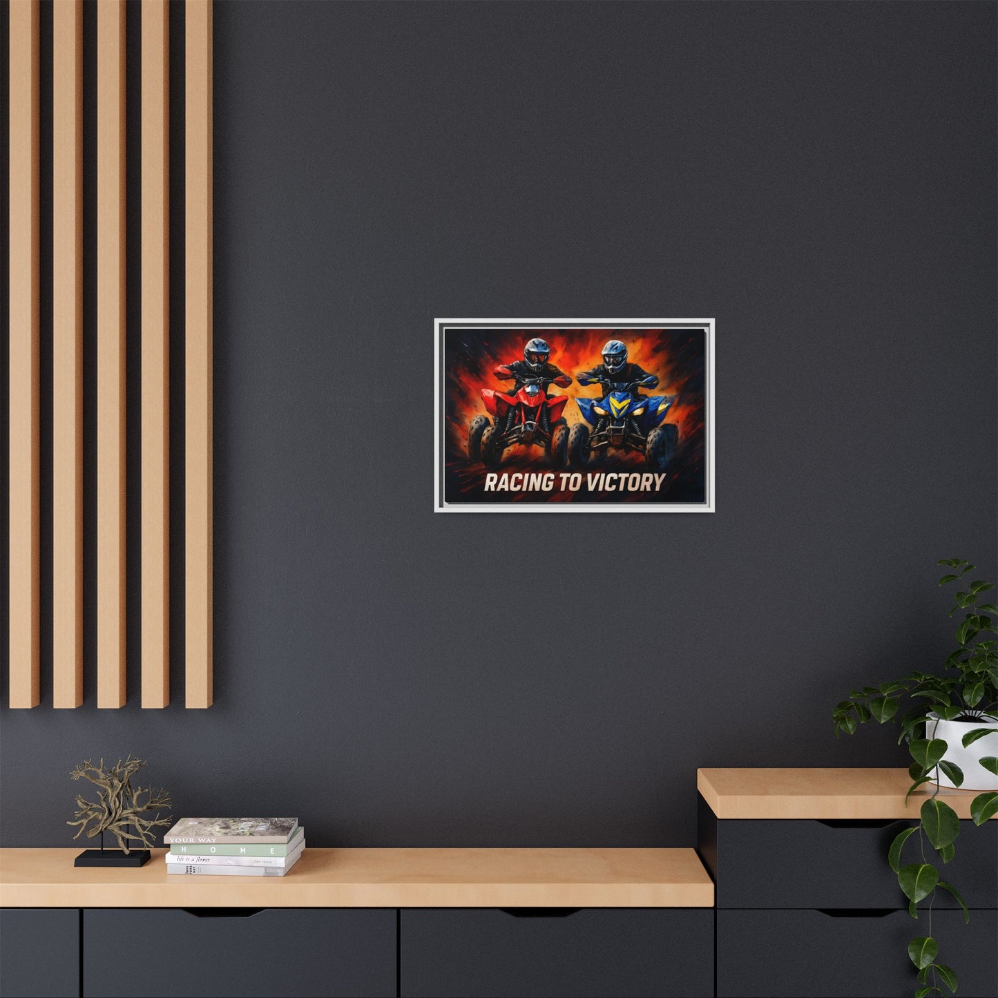 Canvas Print, Quad Bike Racing for Victory Wall Art, Framed Picture, Motorsport Home Decor, Racing Fan Gift, Race Track Poster