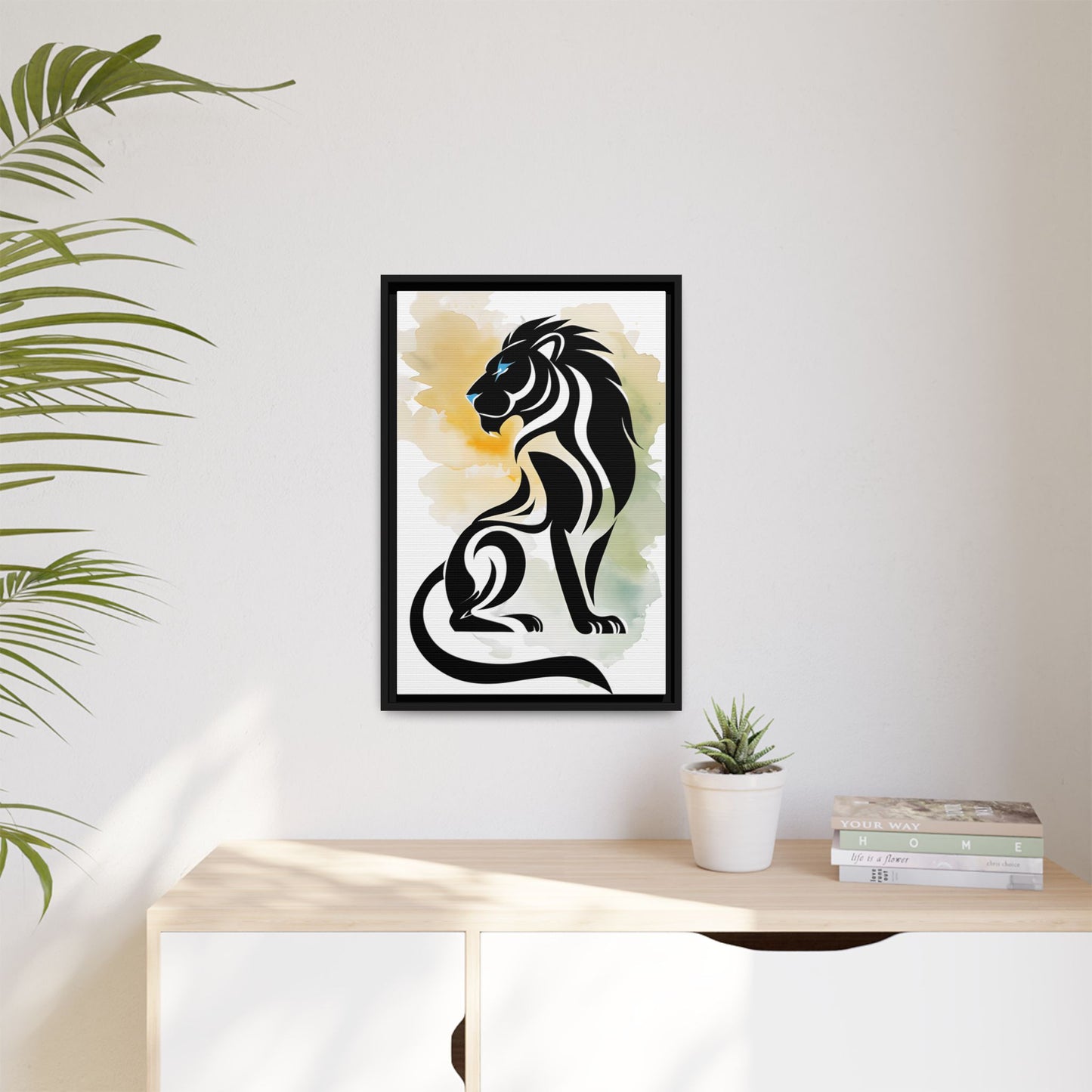 Artistic Lion Framed Canvas Wall Art