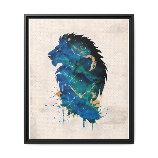 Majestic Lion Silhouette Watercolour in Framed Canvas Art