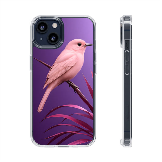 Pink Bird Clear Phone Case - Trendy Nature-Inspired Design