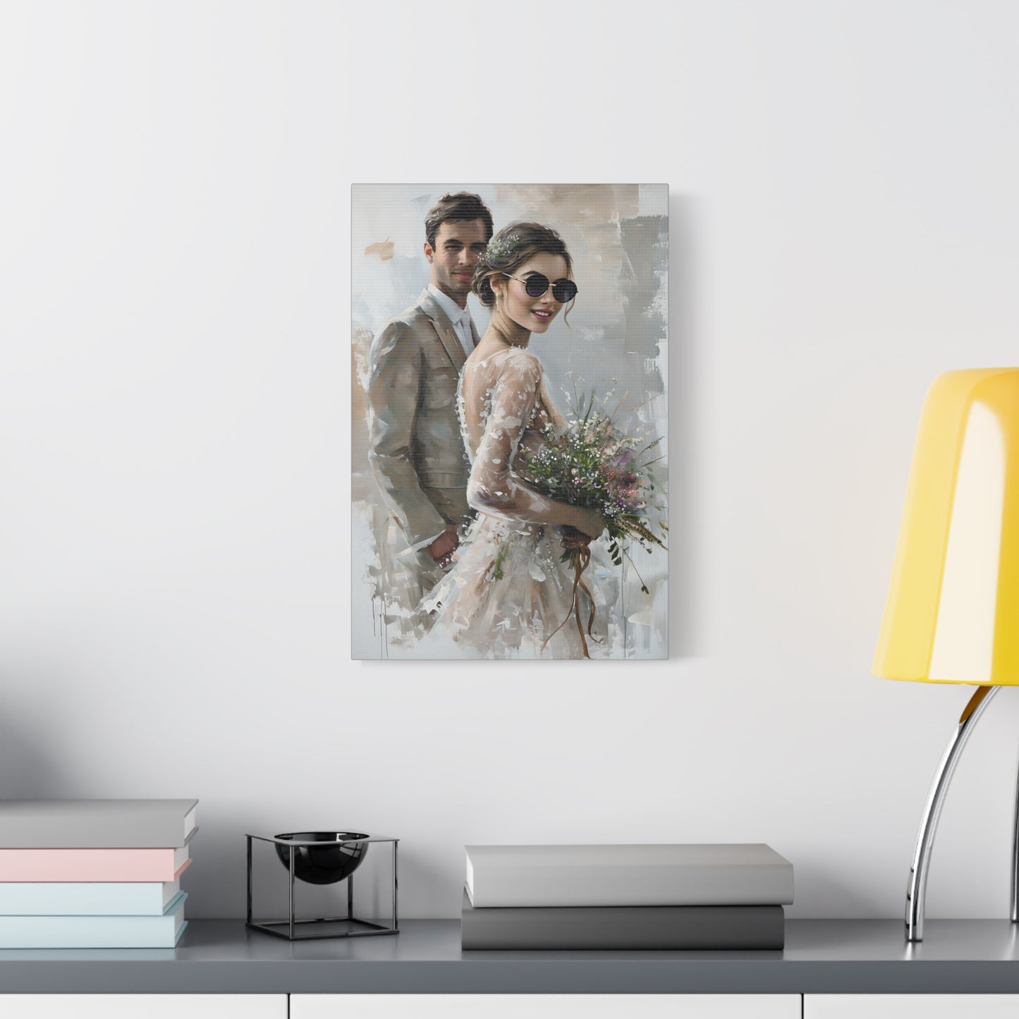 Elegant Wedding Canvas Art, Romantic Wall Decor for Newlyweds, Anniversary Gift, Home Decoration, Couple Portrait