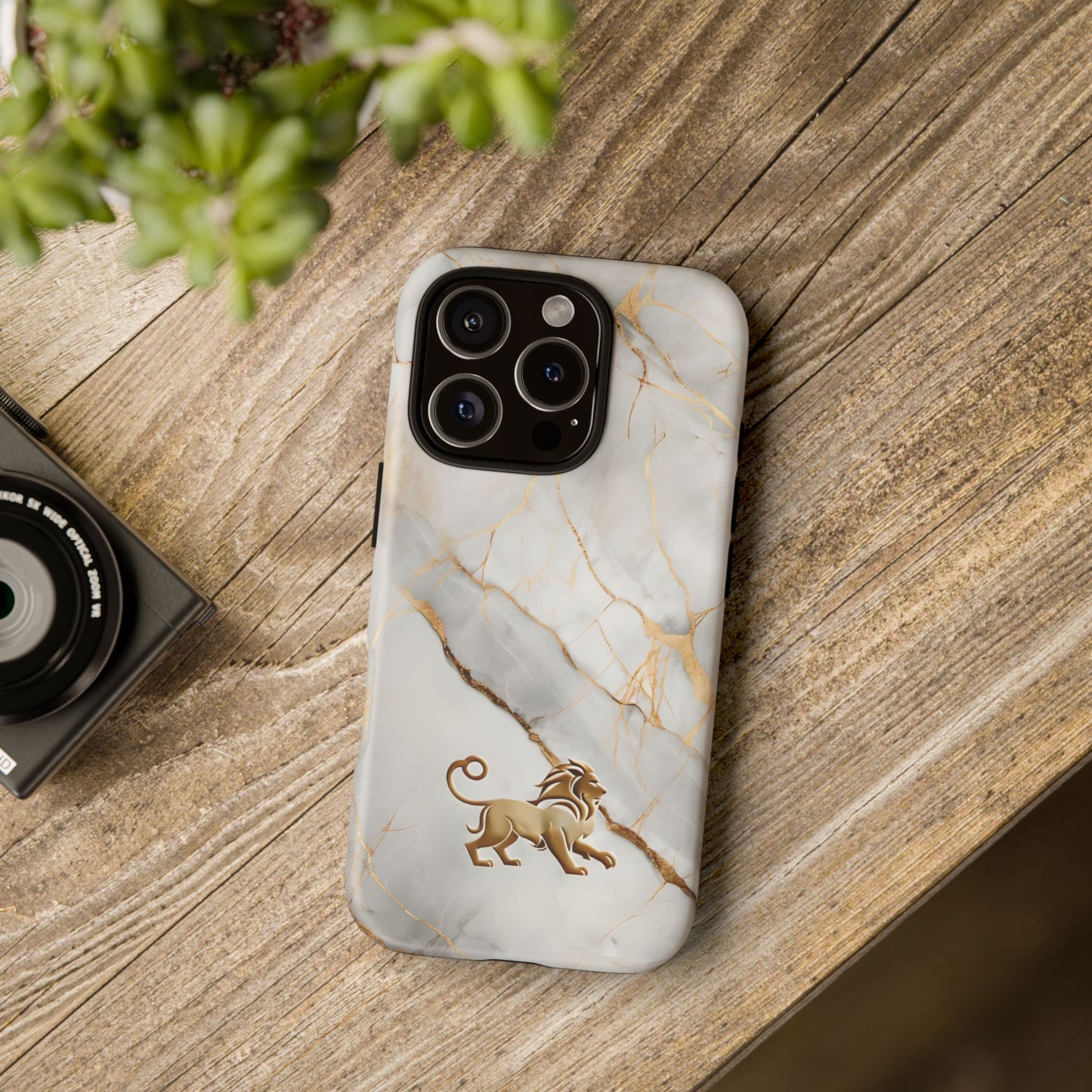 Elegant Lion and Marble Effect Phone Case Cover