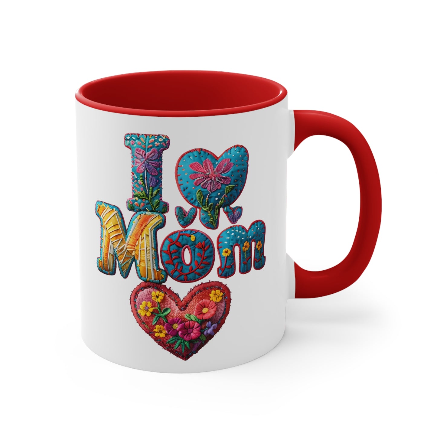 I Love Mom Accent Mug