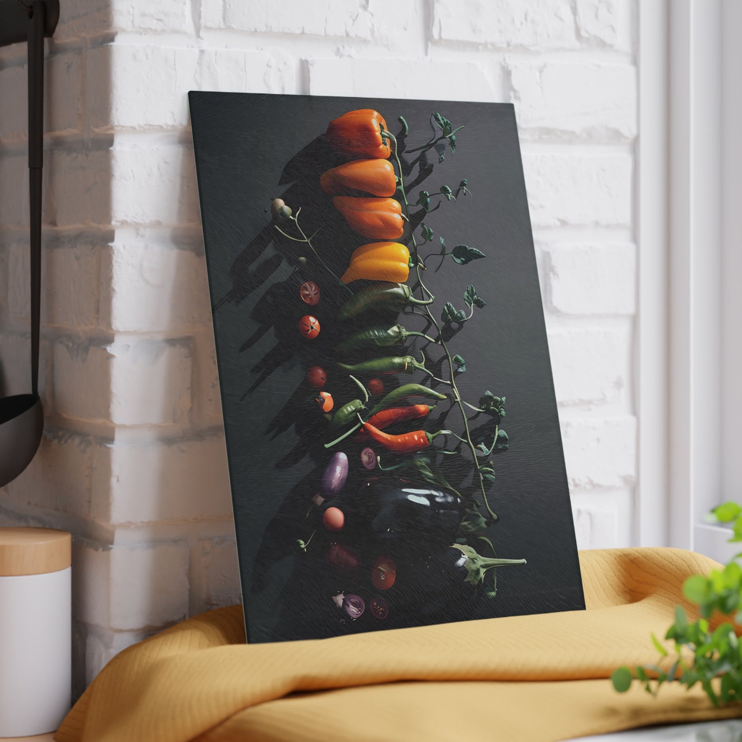 Artistic Vegetable Glass Cutting Board