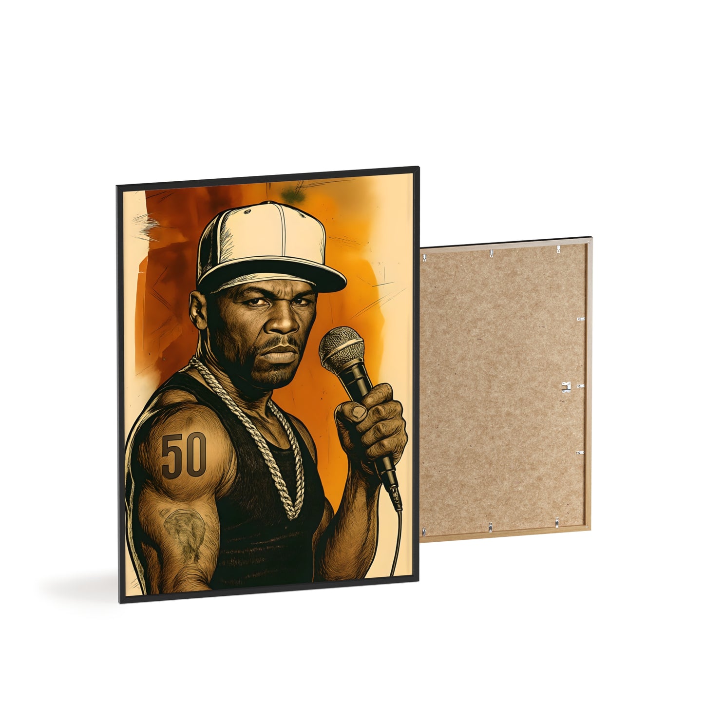 Framed Posters, 50 Cents Watercolour Print Wall Art