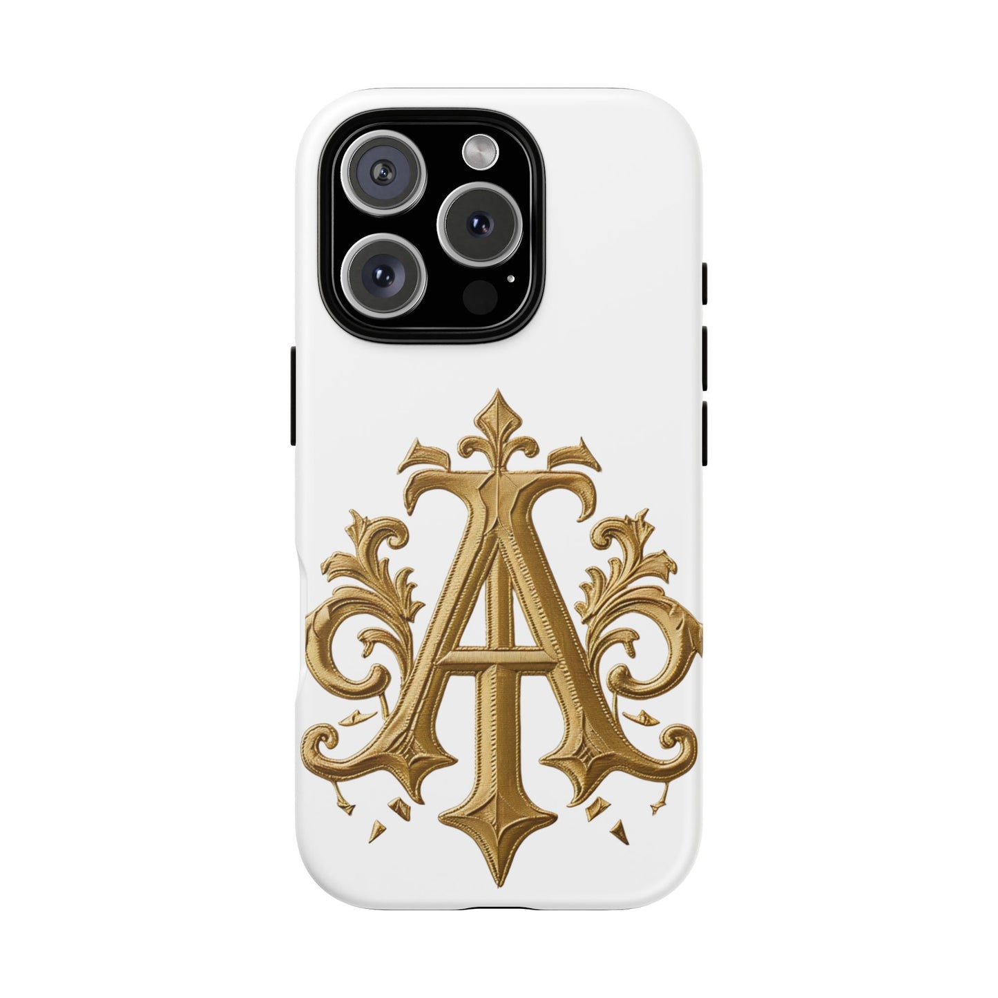 Elegant Phone Case with Floral Gold Monogram Design Print