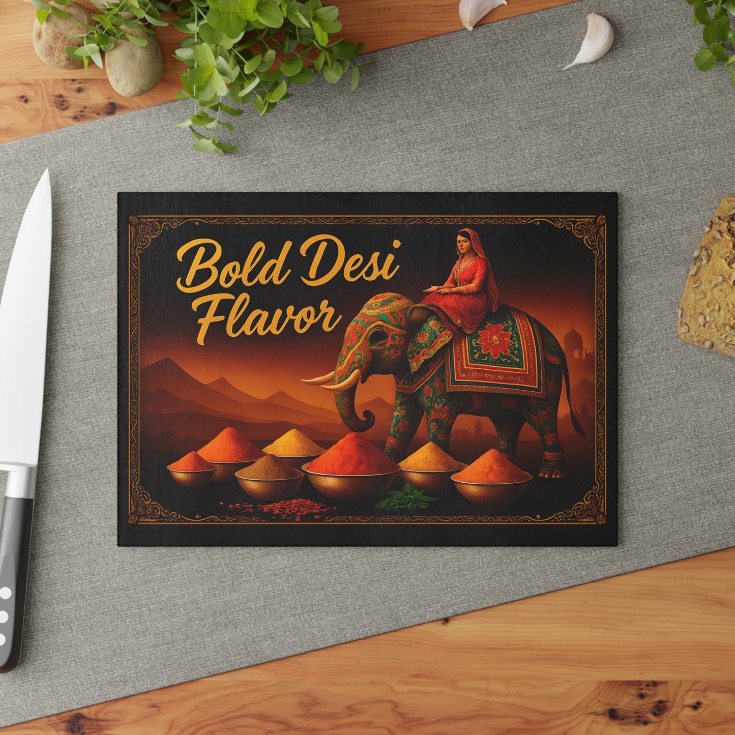 Bold Desi Flavor Glass Cutting Board
