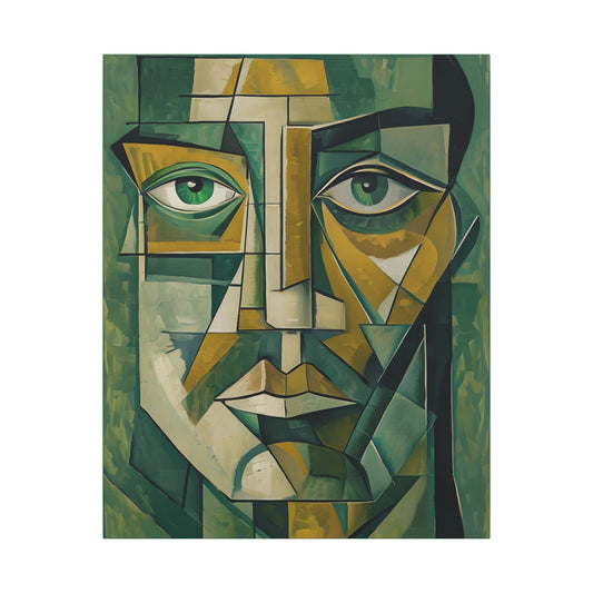 Dynamic Geometric Cubist Self Portrait Abstract Art Canvas Print