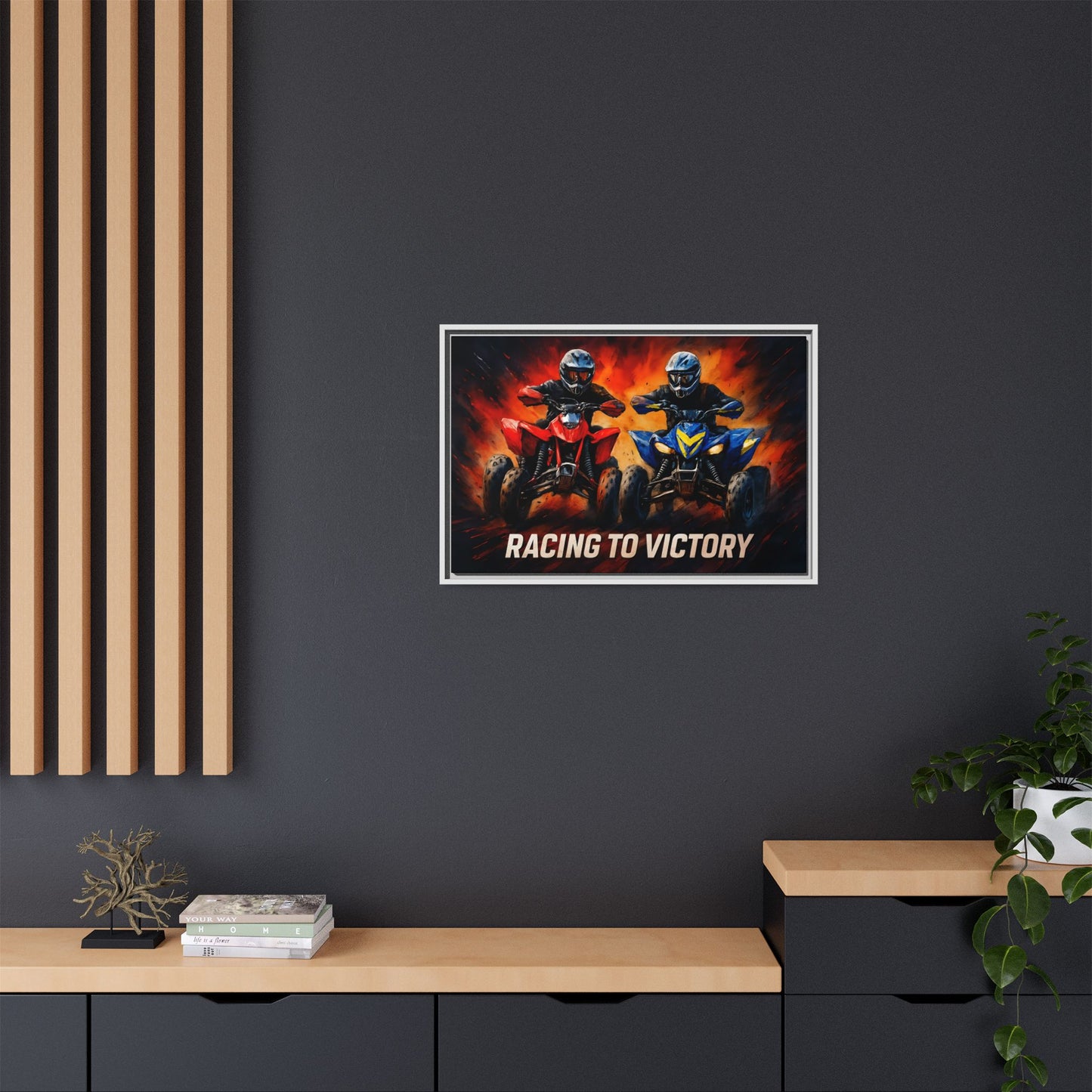 Canvas Print, Quad Bike Racing for Victory Wall Art, Framed Picture, Motorsport Home Decor, Racing Fan Gift, Race Track Poster