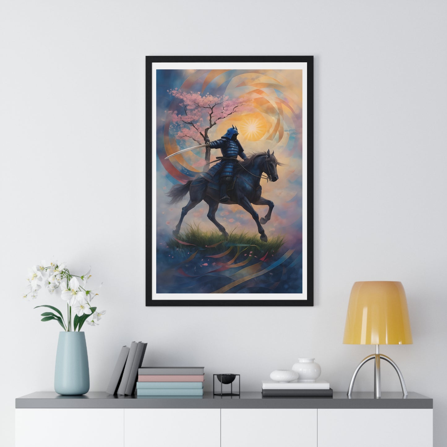 Dreamlike Samurai Poster, Horse Wall Art, Japanese Art Print
