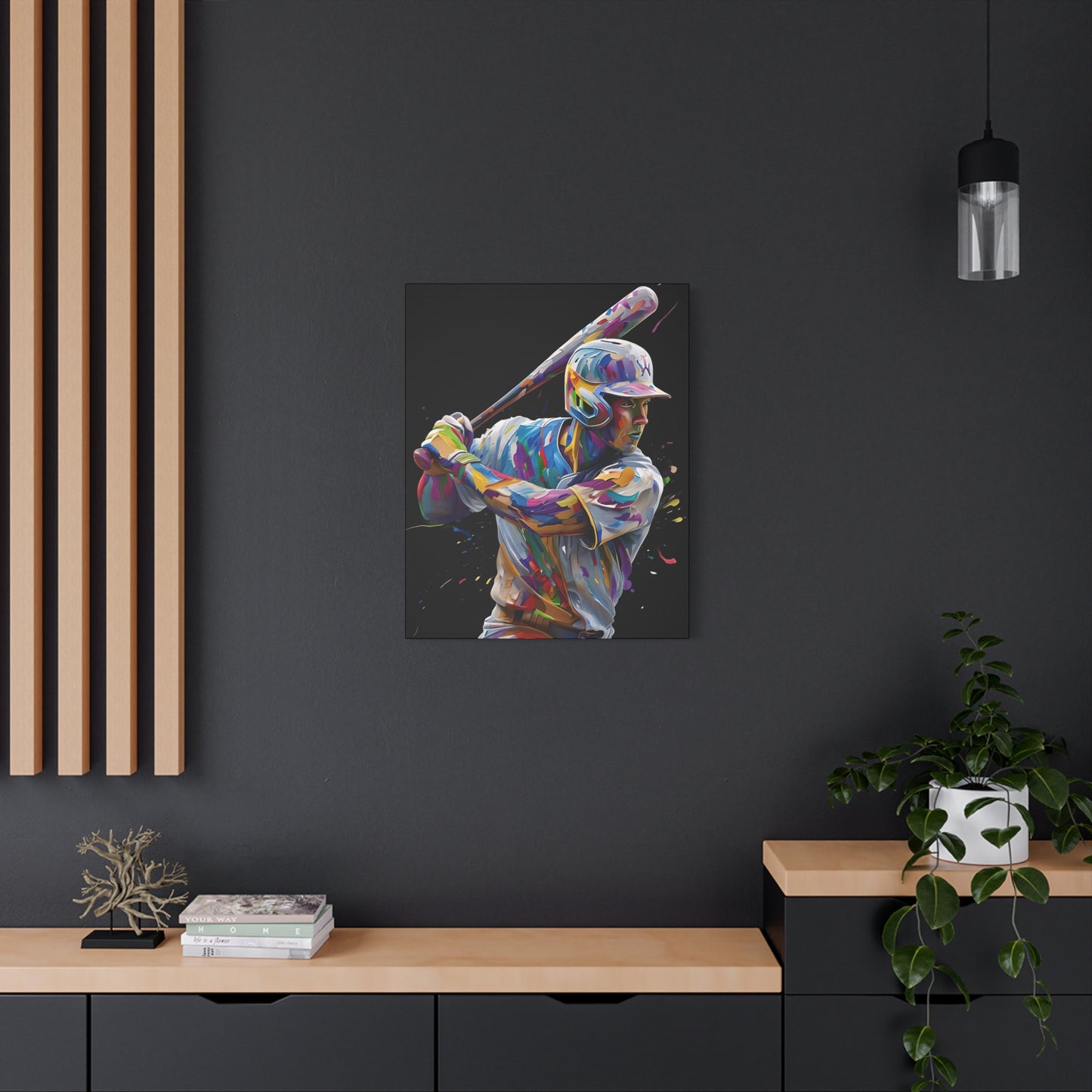 Baseball Player Art Print - Colorful Matte Canvas Wall Decor