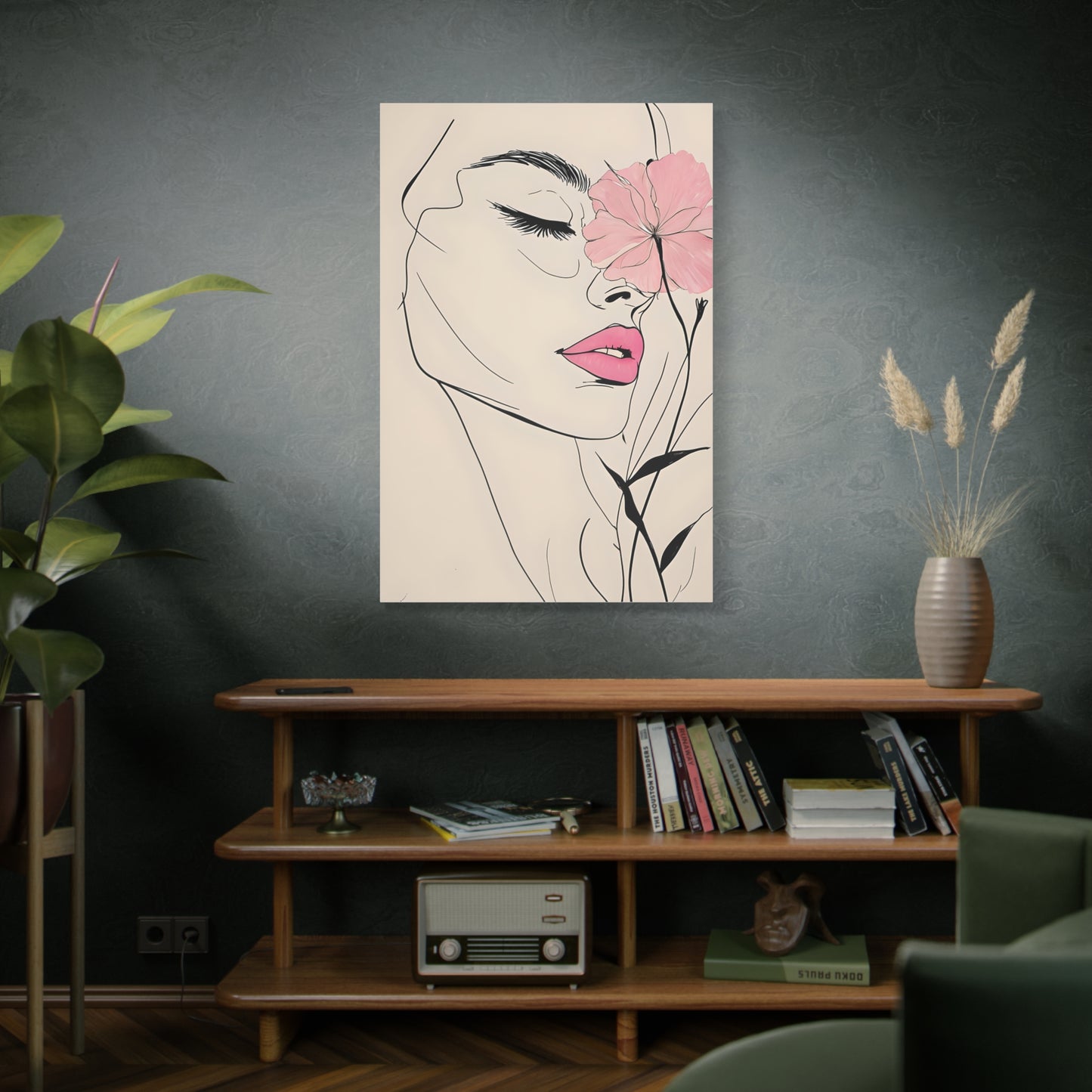 Artistic Stretched Canvas Wall Art - Feminine Floral Design
