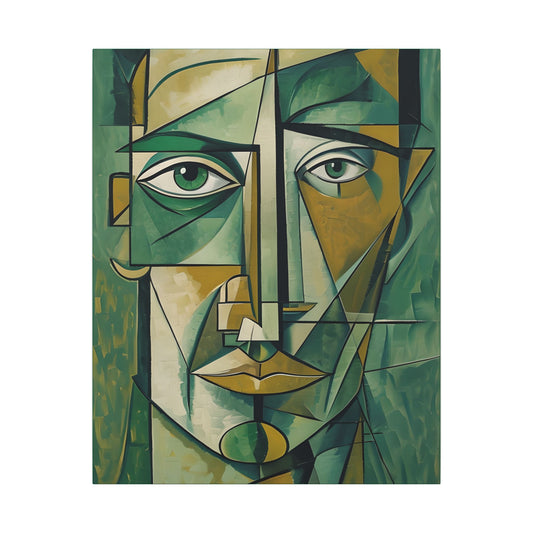 Dynamic Geometric Cubist Self Portrait Abstract Art Canvas Print