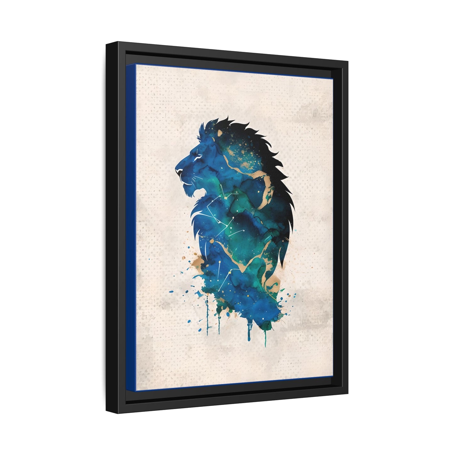 Majestic Lion Silhouette Watercolour in Framed Canvas Art