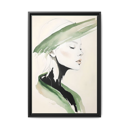 Serene Woman Portrait with Green Accents