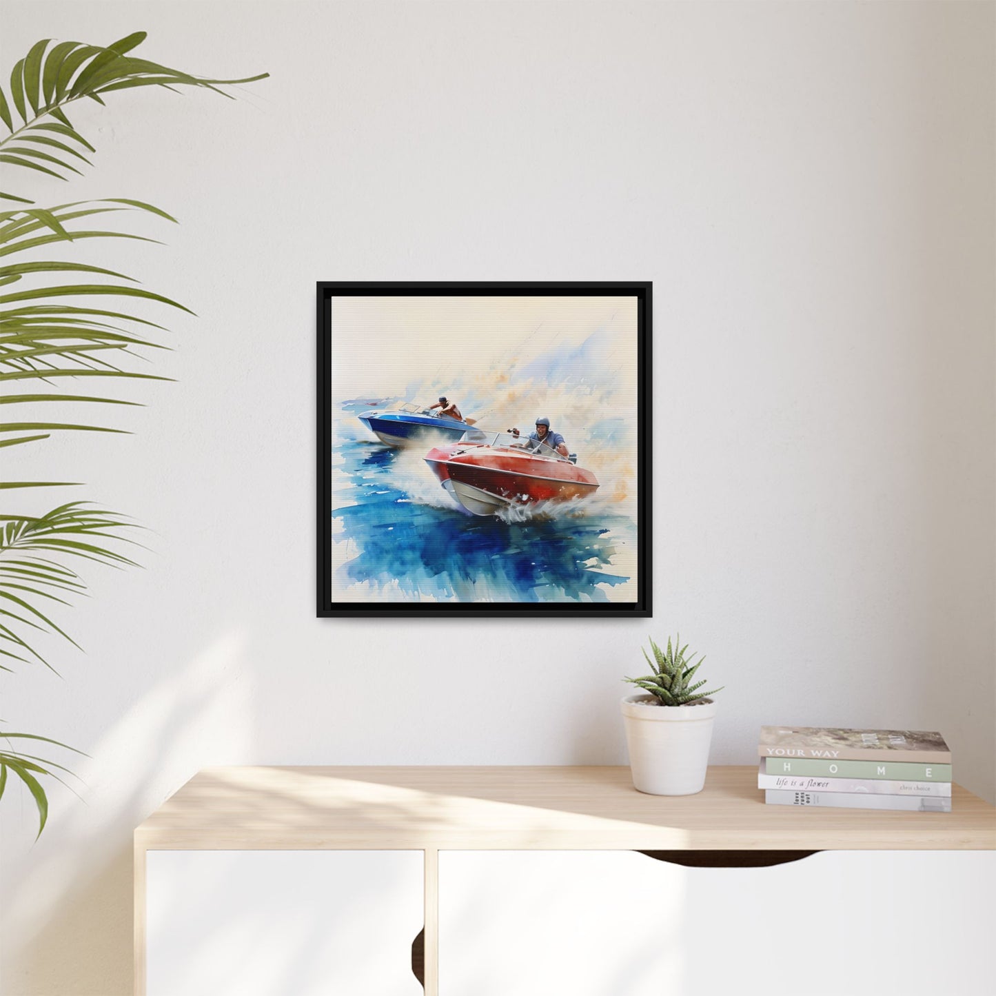 Watercraft Racing Framed Matte Canvas Art Print
