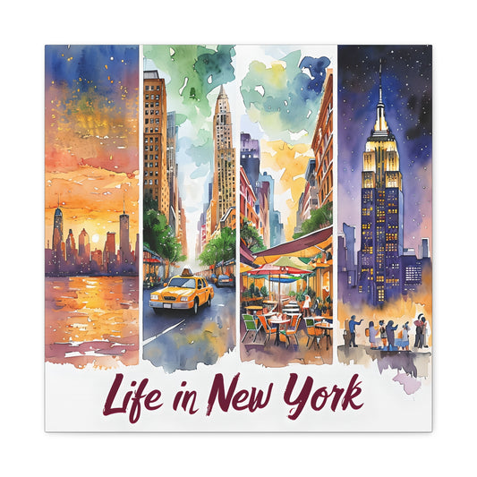 New York City Canvas Art - Life in New York Stretched Wall Decor