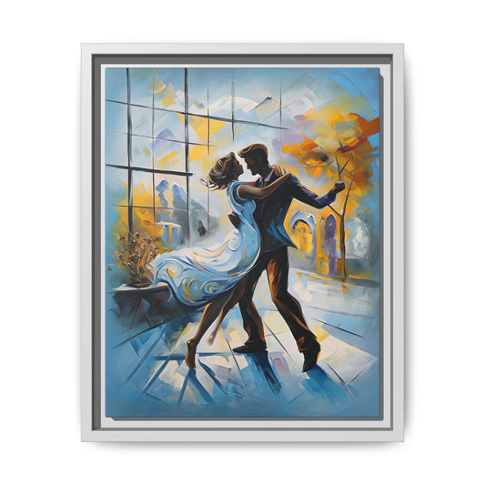 Couple Romantic Dance Framed Matte Canvas Art - Colorful Wall Décor for Home