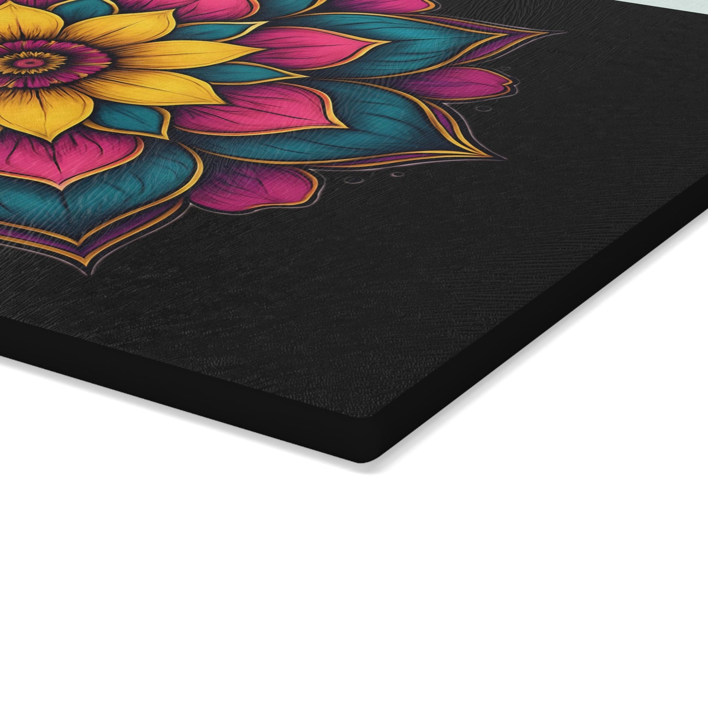Vibrant Mandala Glass Cutting Board