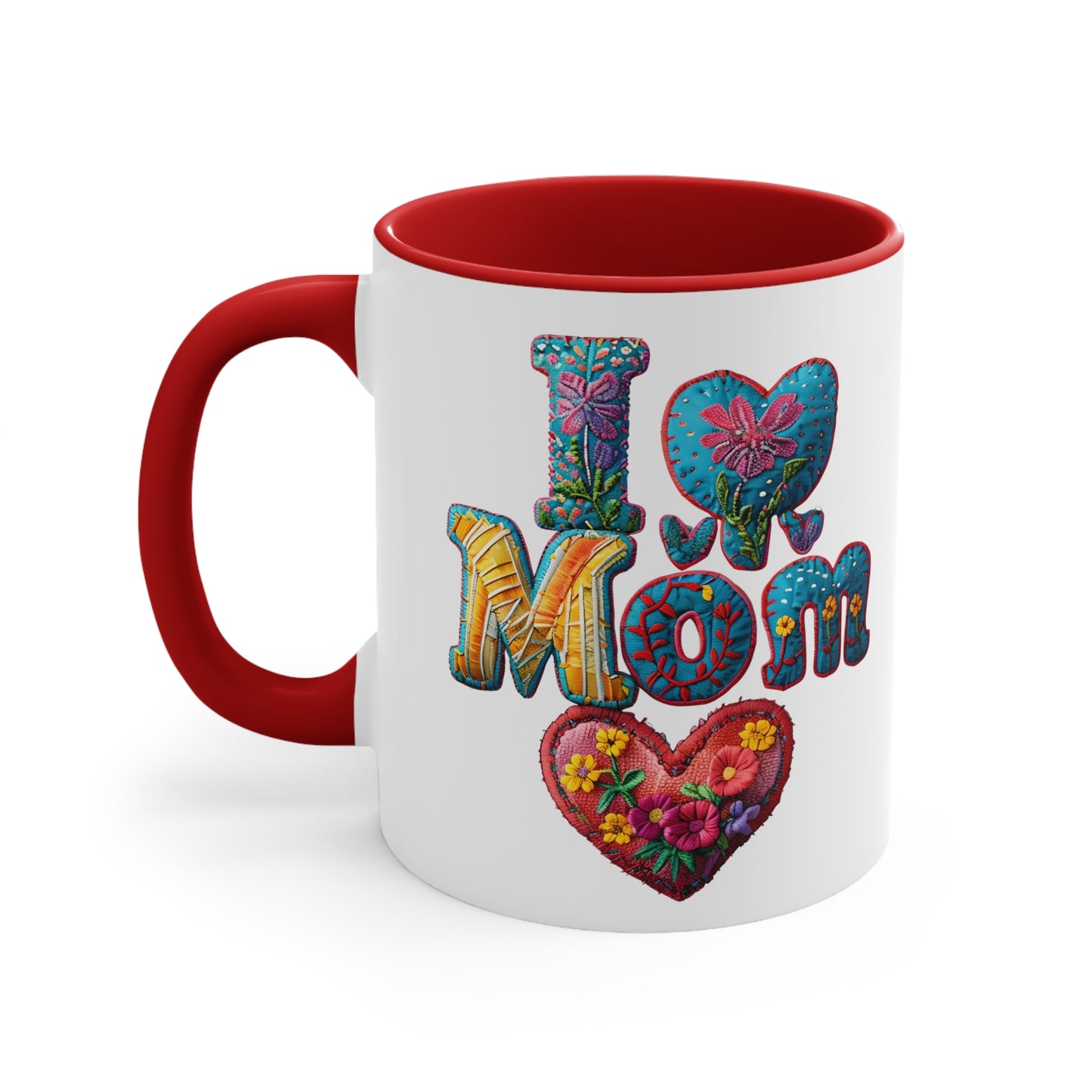 I Love Mom Accent Mug