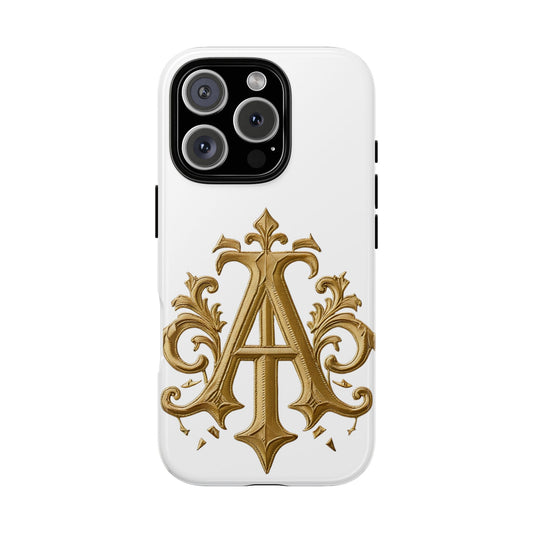 Elegant Phone Case with Floral Gold Monogram Design Print