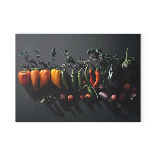 Artistic Vegetable Glass Cutting Board