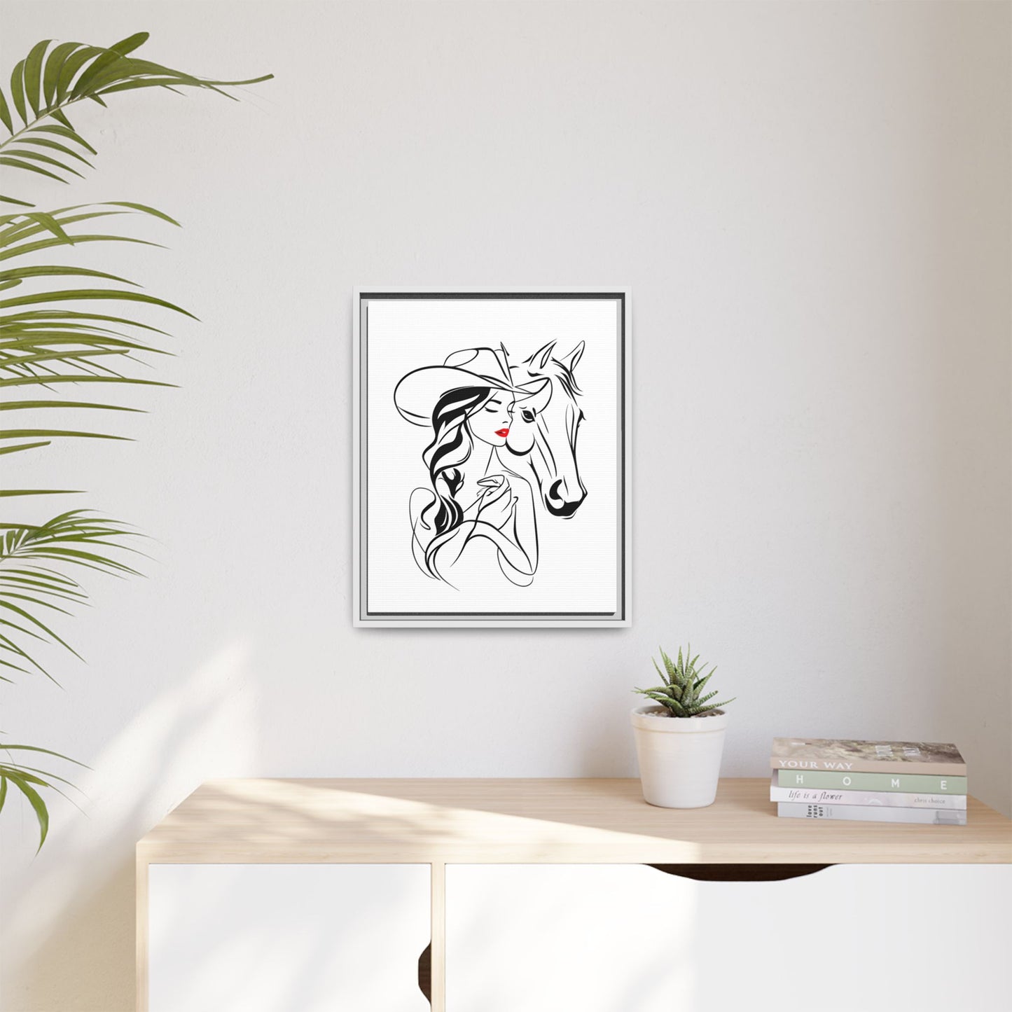 Stylish Cowgirl and Horse Frame Canvas Print