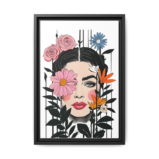 Woman with Multi Colour Floral Wall Print