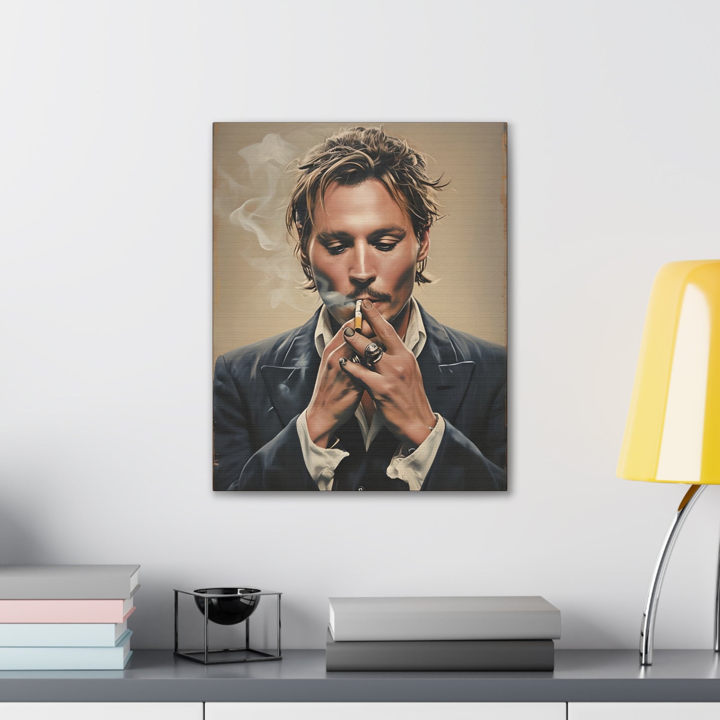 Johnny Depp Smoking Canvas Print