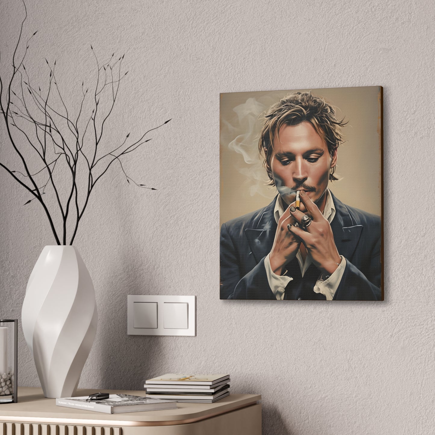 Johnny Depp Smoking Canvas Print