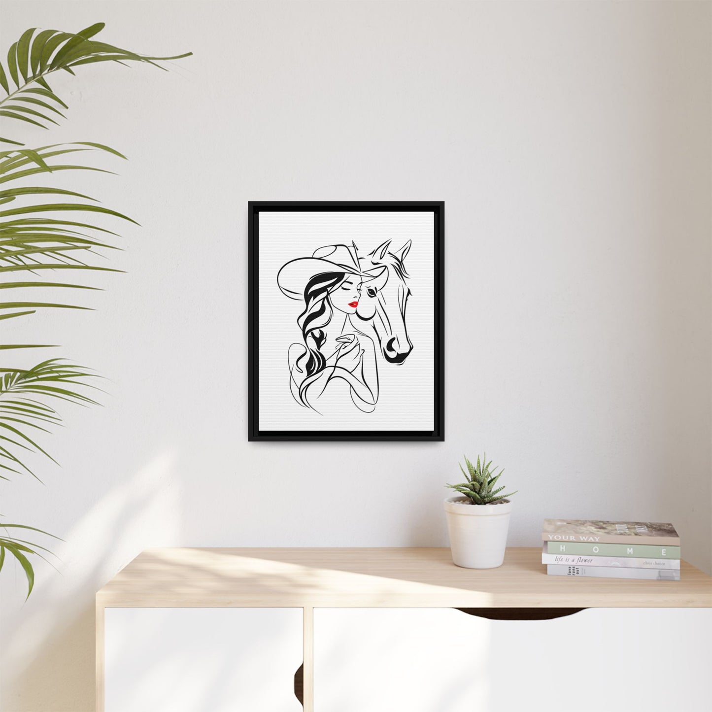 Stylish Cowgirl and Horse Frame Canvas Print