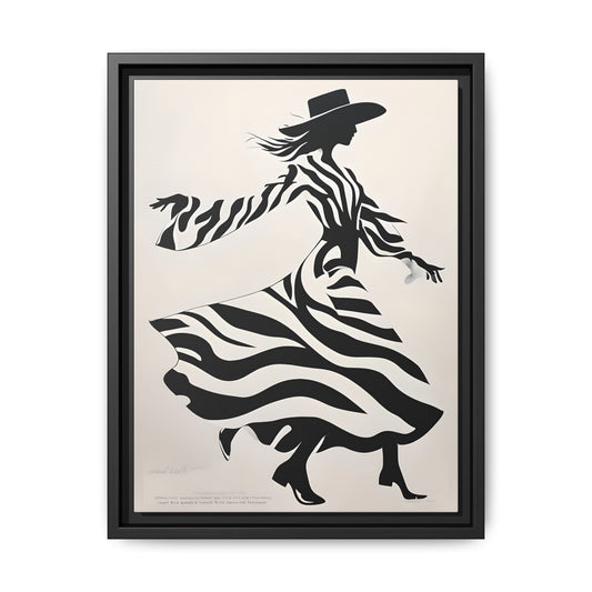 Dynamic Cowgirl in Motion with Striking Black and White Aesthetic Print