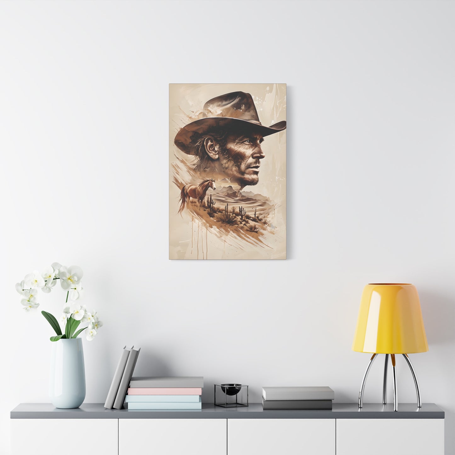 Cowboy in the Wilderness Canvas Wall Art