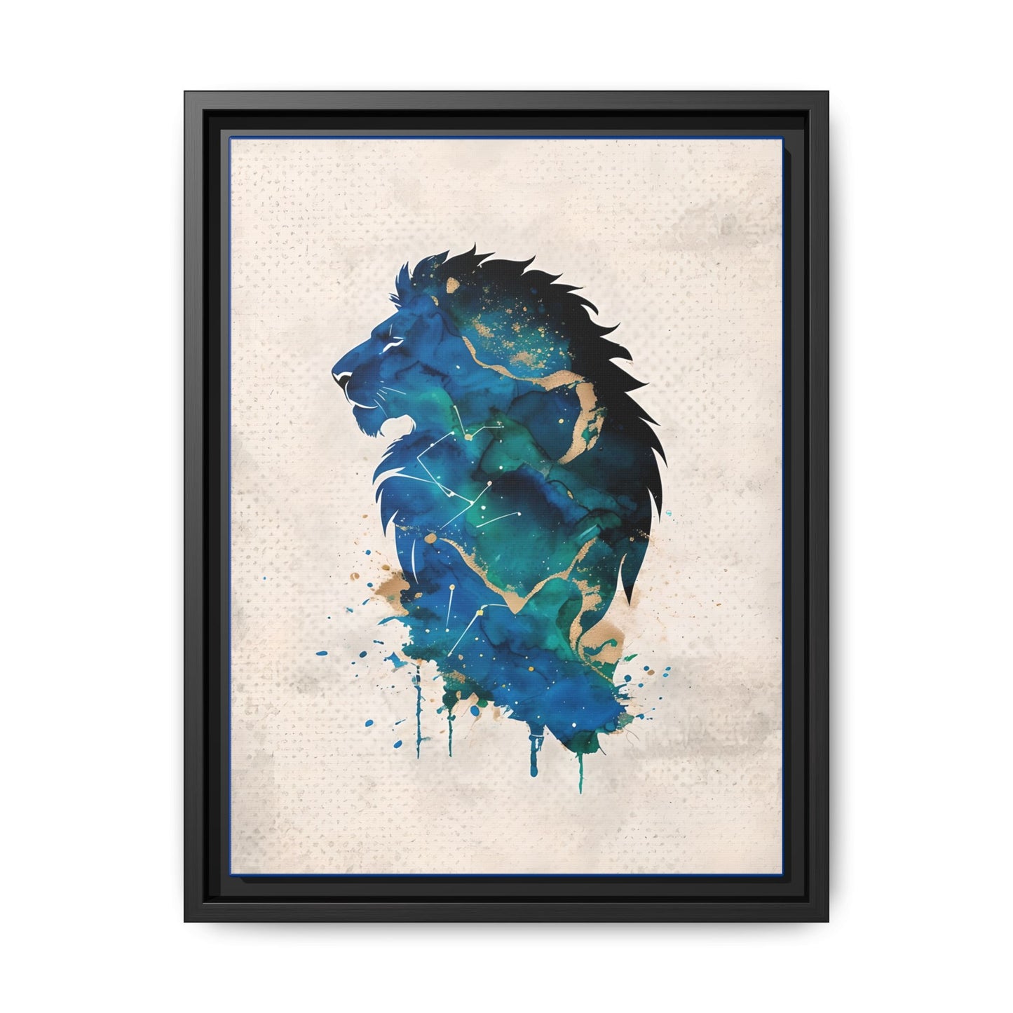 Majestic Lion Silhouette Watercolour in Framed Canvas Art