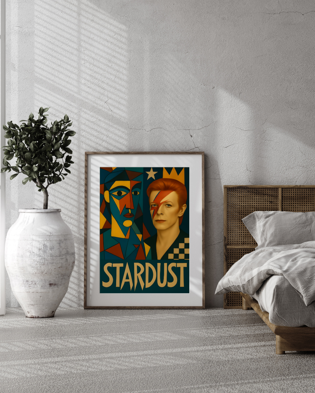 Abstract Expressionism David Bowie Framed Poster – Vivid Color Artwork