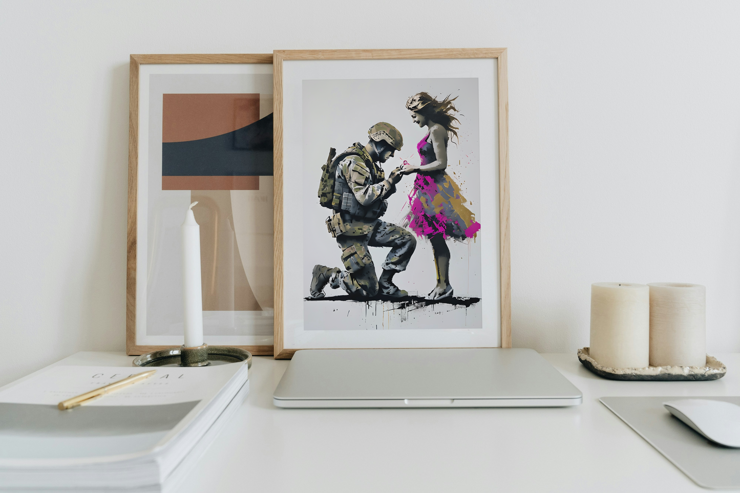 Military Love:Soldier's Heartfelt  Proposal Framed Print
