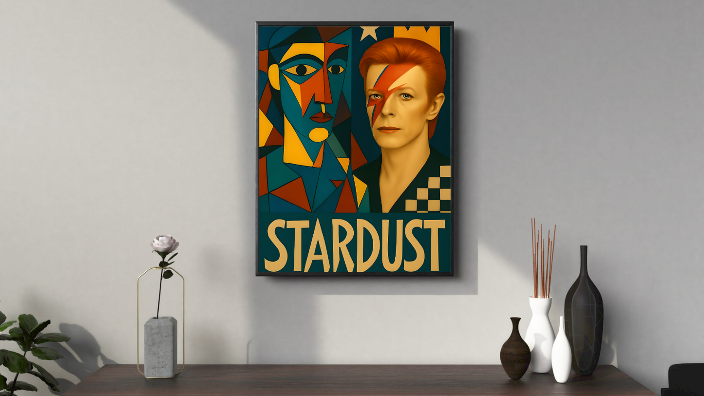 Abstract Expressionism David Bowie Framed Poster – Vivid Color Artwork