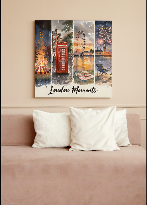 London Fireworks & Landmarks Canvas Print