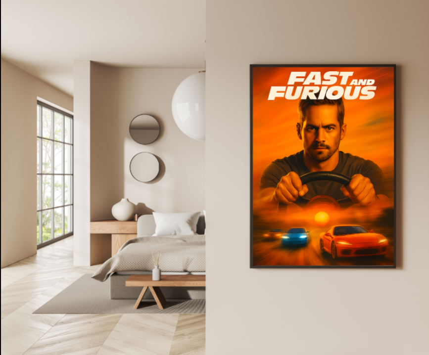 Paul Walker Fast and Furious Vertical Framed Poster